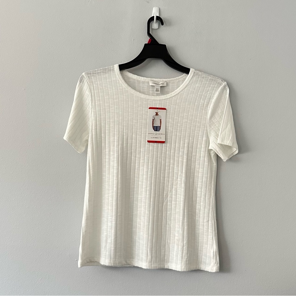 Vintage America Ladies' Slub Ribbed Tee, Size M - Picture 3 of 5